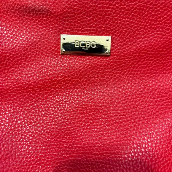 bcbg paris red faux vegan leather red tote bag crossbody purse Sm stain inside - Picture 4 of 16